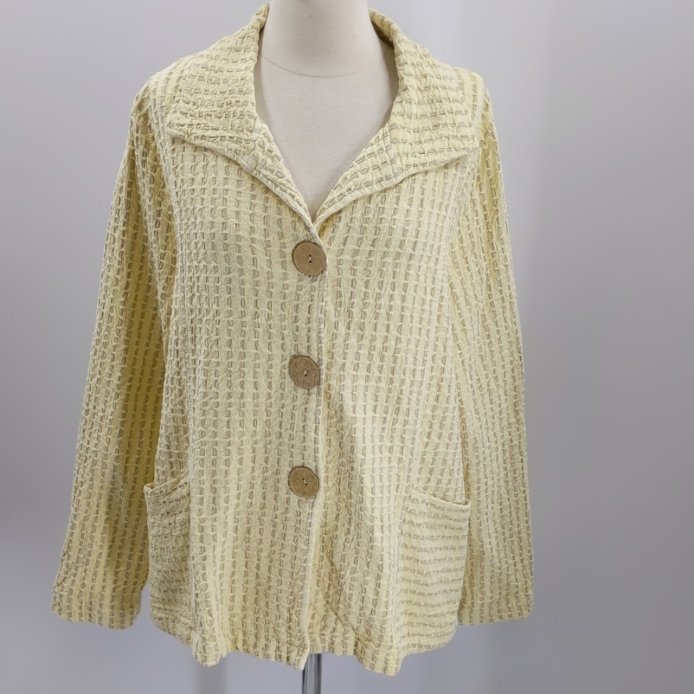 Focus yellow/tan textured honeycomb jacket-sz L